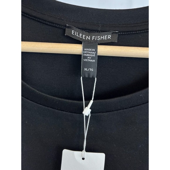 NWT EILEEN FISHER Lightweight Ponte Crew Neck Dress Sleeveless Midi Black XL - Picture 4 of 7